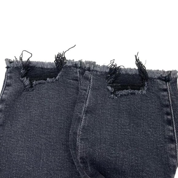 NWT AMERICAN EAGLE Super Hi-Rise Jegging Destroyed Hem Sz 000 Blue Black - Picture 7 of 7